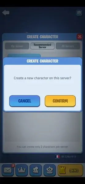Change Kingdom Guard server: new character