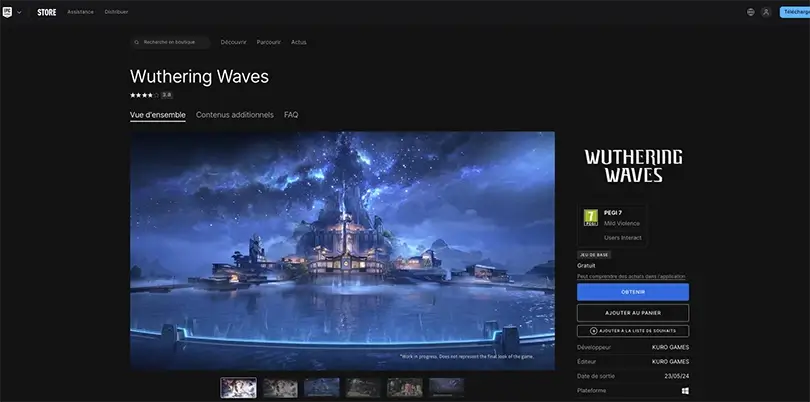 Jouer à Wuthering Waves sur PC avec l'Epic Games Store