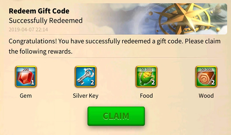 A Rise of Kingdoms gift code that works