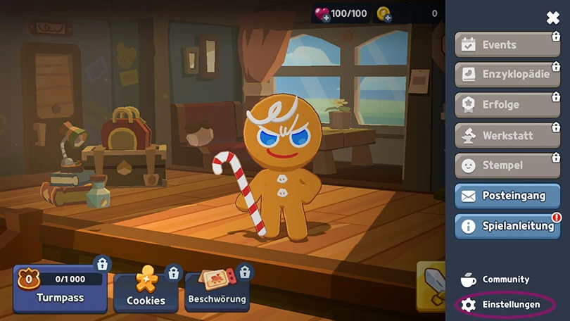 CookieRun: Tower of Adventures Codes: Einstellungen