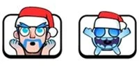 Wizard and Ice Spirit Emote as Father Christmas in Clash Royale