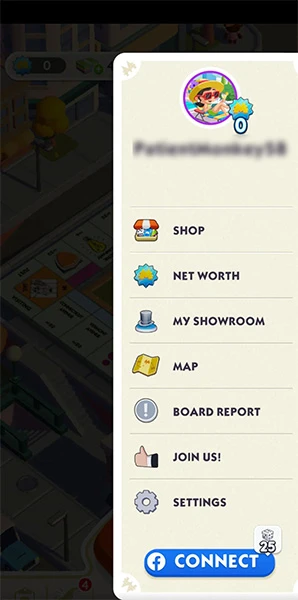 Menu to change your profile picture on Monopoly GO