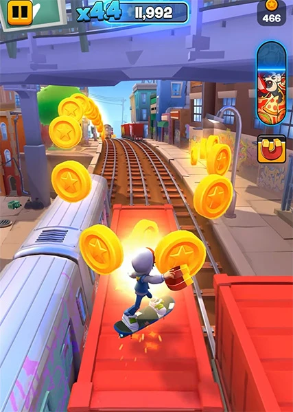 Collecting coins in Subway Surfers City