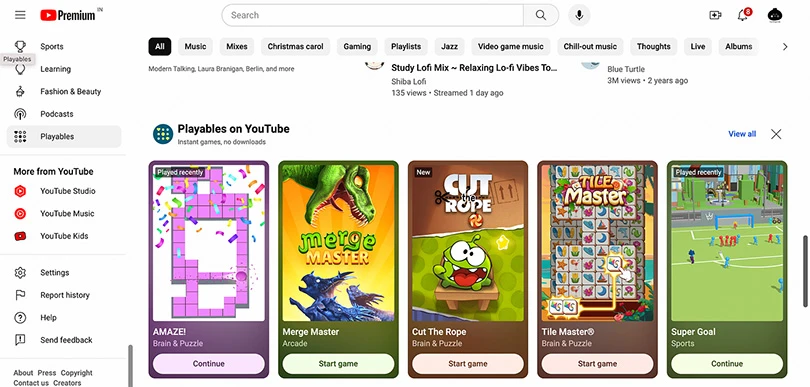 Access to Youtube Playables