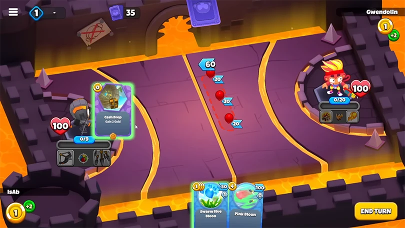 Gameplay von Bloons Card Storm