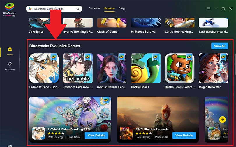 BlueStacks Exclusives games