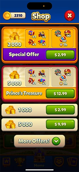 Buy coins to get free lives in Royal match