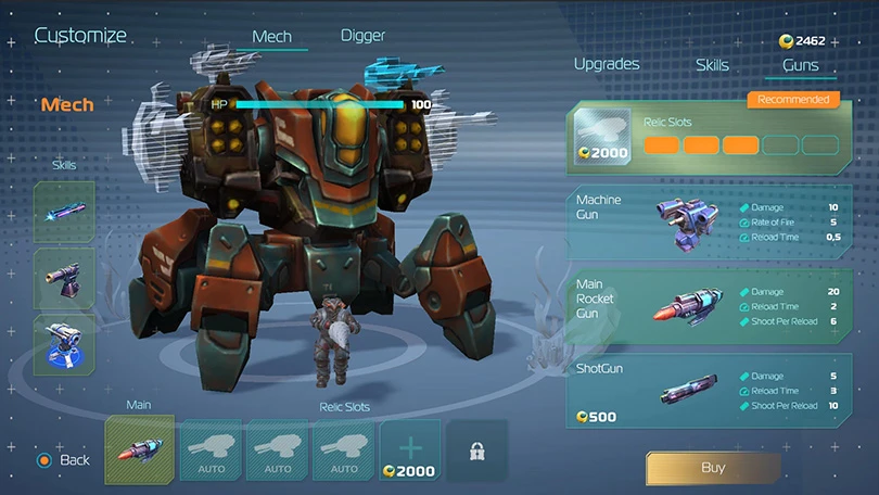 Amélioration du mecha dans Ocean Keeper: Dome Survival