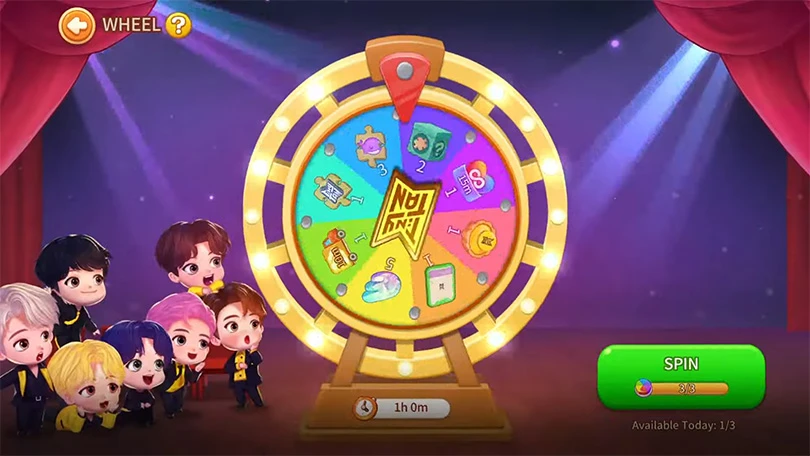 Sortie de BTS Cooking On : mini jeu de la roue