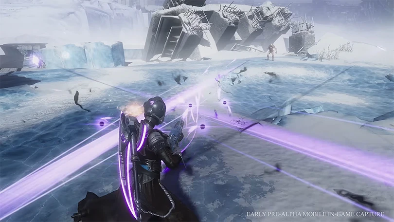 Gameplay troisième personne Destiny: Rising sur mobile