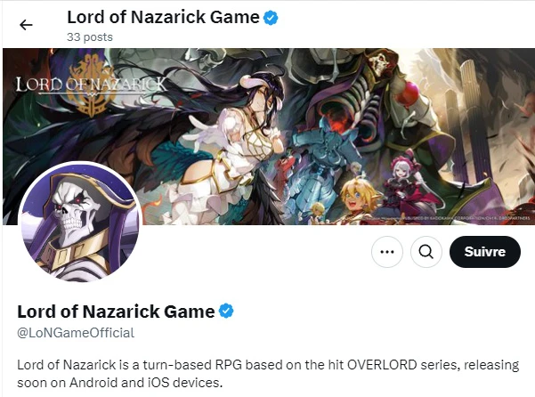 Twitter page to get the Lord of Nazarick codes