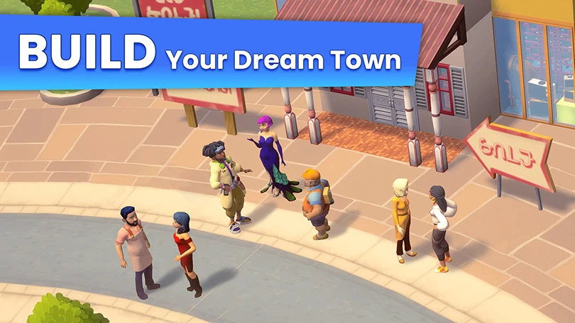 Building a town in The Sims: Town Stories