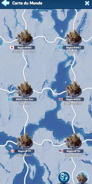 changer de région Whiteout Survival : carte du monde