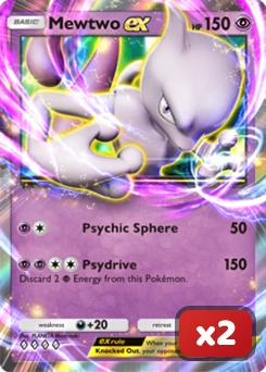 Mewtwo-Ex x2 card for the best Pokémon TCG Pocket decks