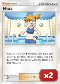 Misty card x2 for the best Pokémon TCG Pocket decks