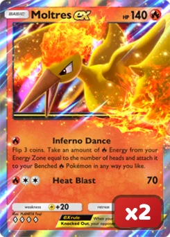 Moltres-EX card x2 for the best Pokémon TCG Pocket decks