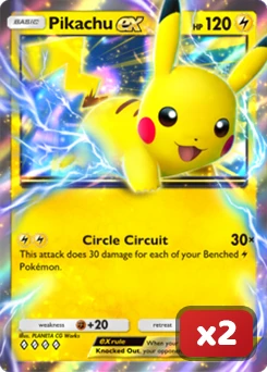 Pikachu-Ex card x2 for the best Pokémon TCG Pocket decks