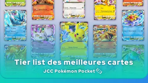 Exemples de meilleures cartes de la tier list JCC Pokémon Pocket