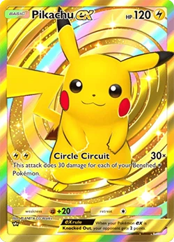 Pikachu ex gold rarest cards from Pokémon TCG Pocket