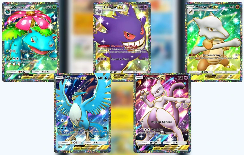 Example of Pokémon TCG Pocket cards with a low drop rate