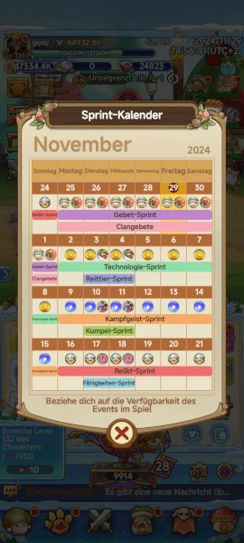 Legend of Mushroom Sprint Kalendar