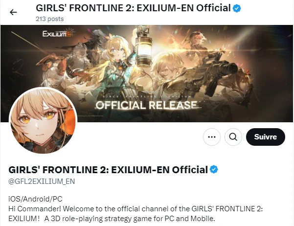 Réseaux sociaux de Girls' Frontline 2 Exilium