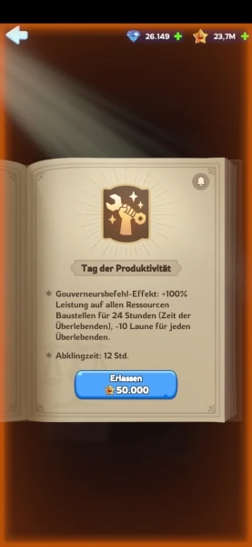 Whiteout Survival Beste Gouverneursbefehle - Tag der Produktivität