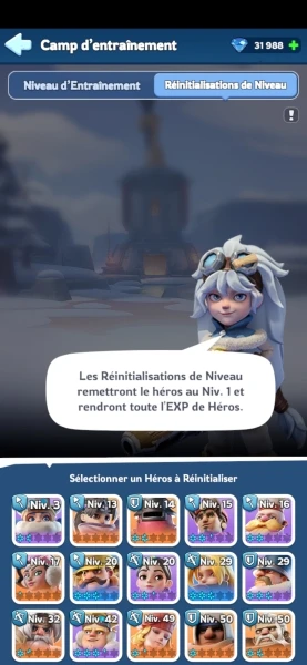 réinitialisations de niveau