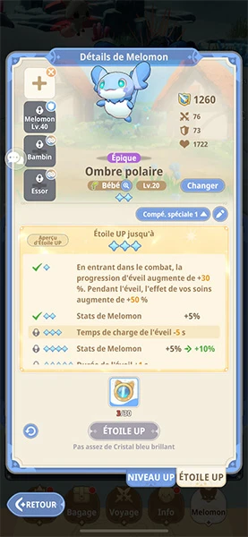 Etoile UP pour les Melomon dans Go Go Muffin