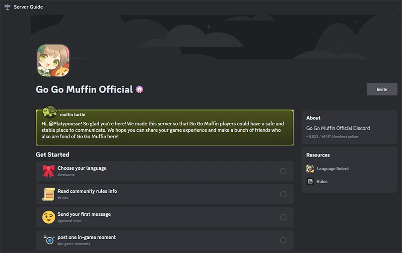 Go Go Muffin community links, Discord server