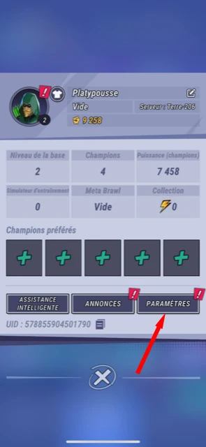 Paramètres pour récupérer les codes DC: Dark Legion