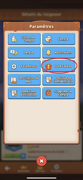 Onglet des codes cadeaux Top Heroes