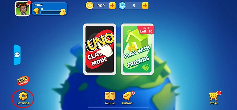 Settings for Uno Mobile codes