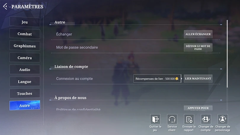 Paramètres des codes Crystal of Atlan