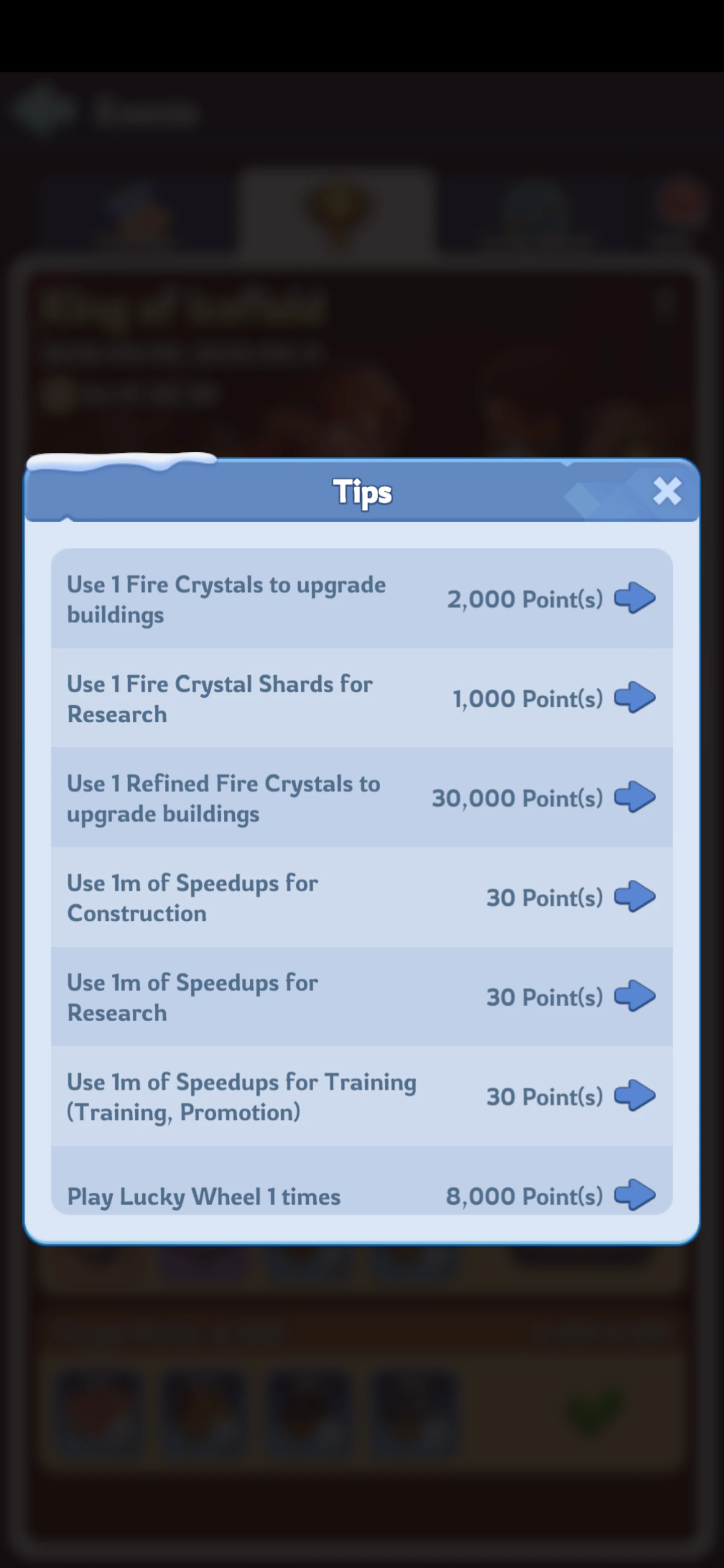 points in Whiteout Survival king of icefield