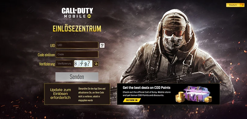 Call of Duty Mobile Code Einlösezentrum