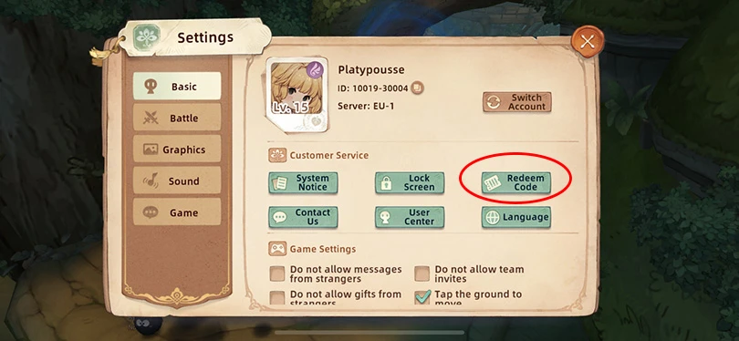 ToS: NEO menu settings