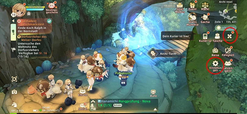 Das Menü der Tree of Savior-Codes: NEO