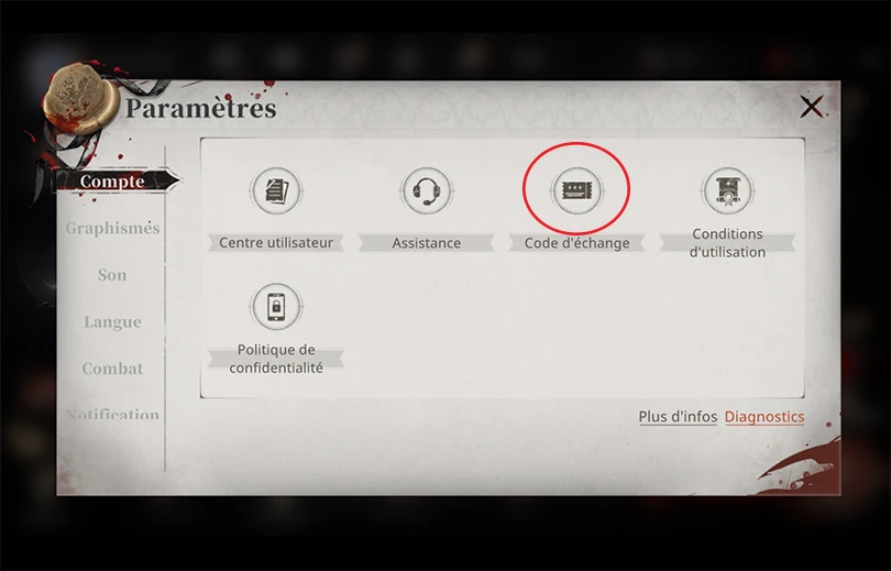 Option des codes Silver and Blood