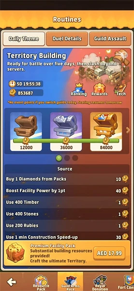 Top Heroes guild arms race territory rewards