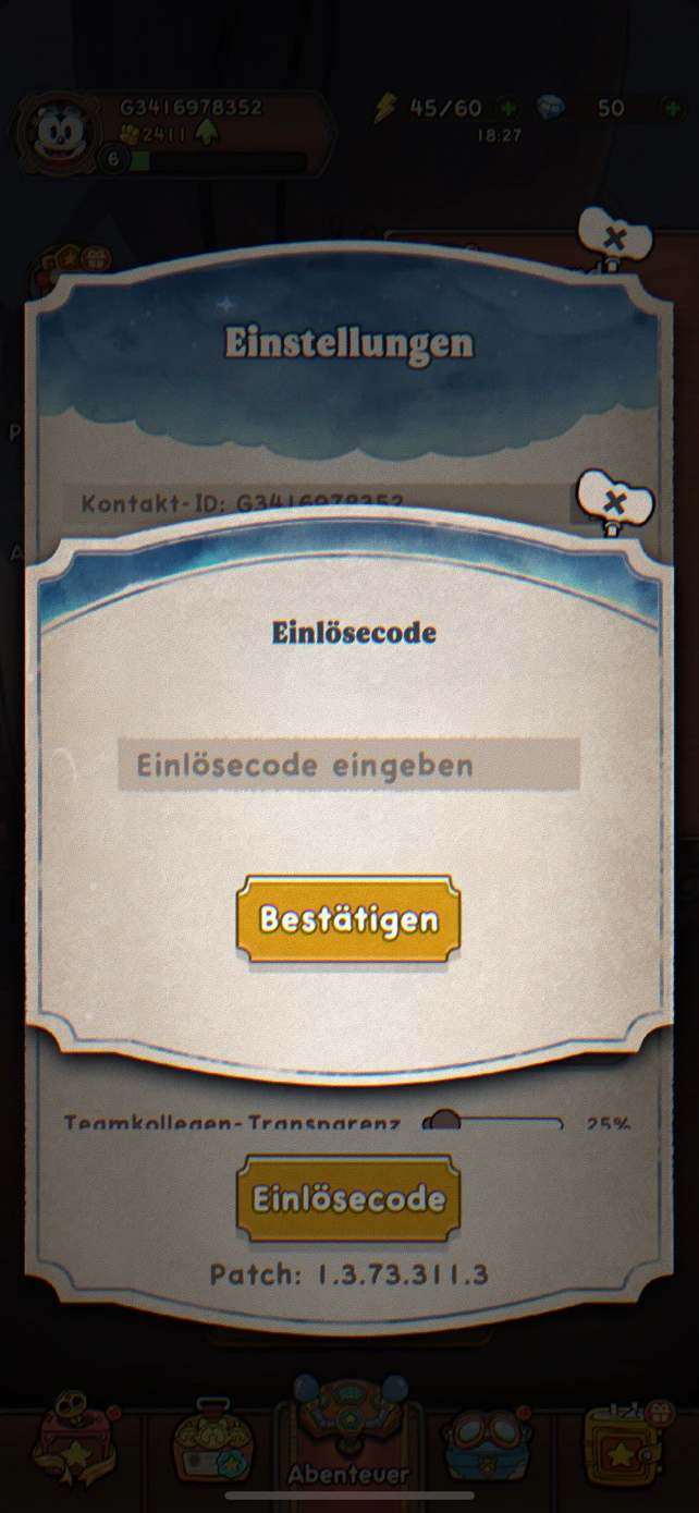 Acecraft-Codes eingeben