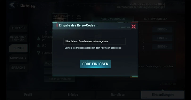Project Entropy Codes eingeben