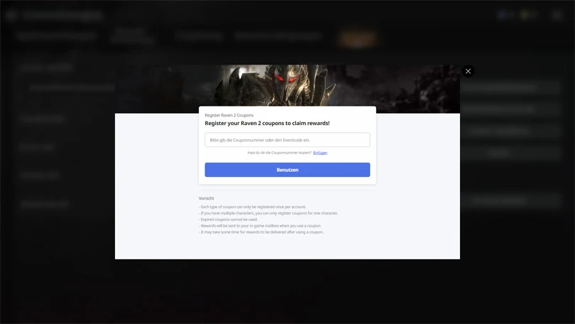 Raven 2 Code eingeben