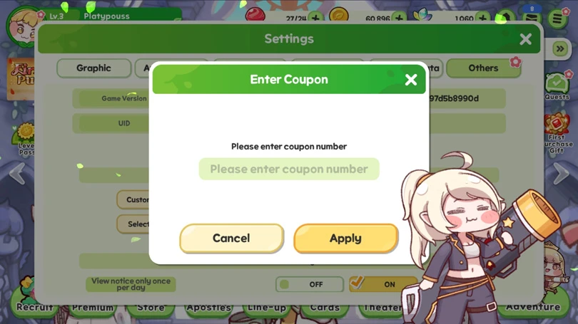 "Register coupon" um Trickcal: Chibi Go Codes abzurufen