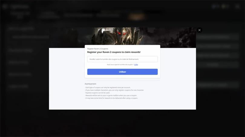 Entrer un code Raven 2