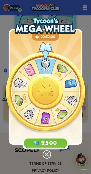 Das tägliche Rad des Monopoly GO Tycoon Club