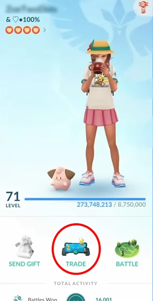 Das Pokémon GO Fern-Tausche menu