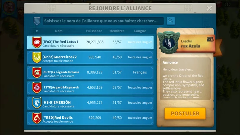 Rejoindre une alliance pour atteindre les 10 millions de puissance dans Rise of Kingdoms