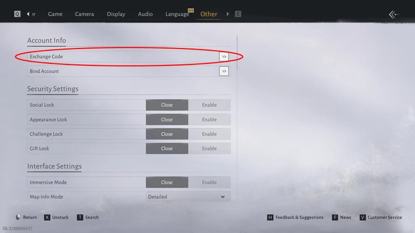 Settings for Where Winds Meet Mobile codes