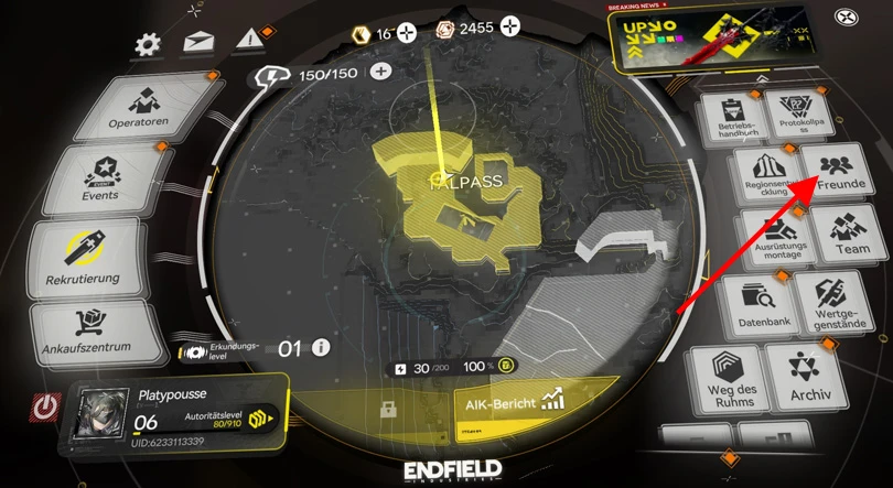 Freunde"-Funktionalität in Arknights: Endfield